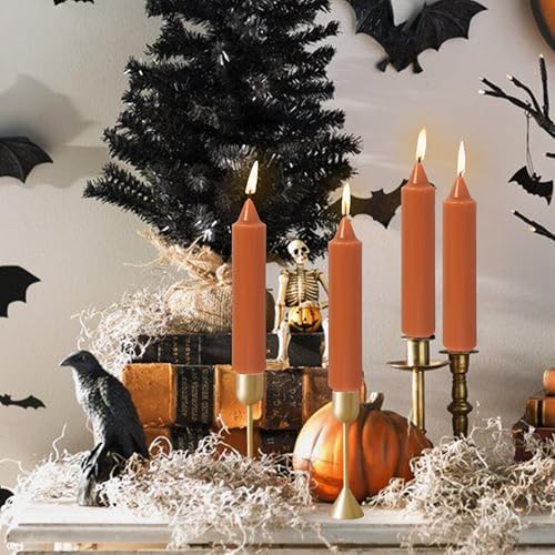 Pumpkin Orange Taper Candle Candle Sticks, 7 Inch Mini Pillar Candles Taper Candles, 4PCS Handmade Unscenteds Candlesticks for Festive Halloween Thanksgiving Day Fall Home Decor - Image 5