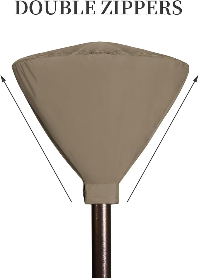 Easy-Going Patio Heater Head Cover with Zipper and Storage Bag, Waterproof Outdoor Round 34"D Heater Cover Top for Standing Heat, Dustproof, UV-Resistant, Camel