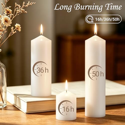 18-Pack White Pillar Candles Bulk Set, 2x3, 2x6, 2x8 Inch - Image 6