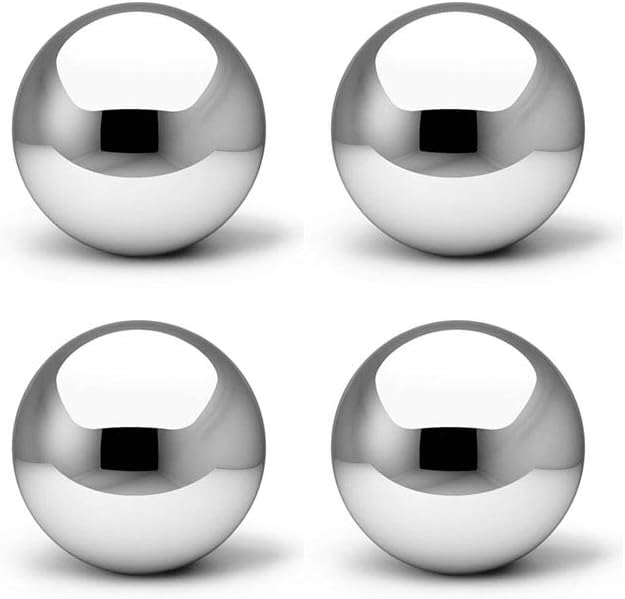 Stainless Steel Gazing Ball, Mirror Polished Hollow Ball Reflective Garden Sphere, Floating Pond Balls Seamless Gazing Globe for Home Garden Ornament Decorations (8CM X 4PCS)