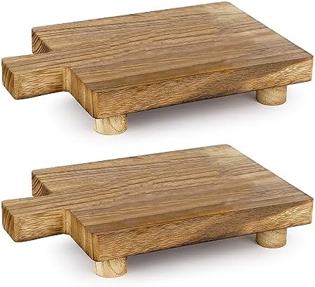 2Pcs Handmade Wooden Tray, Bathroom and Kitchen Decor, 10.8 x 6.9 in by Teniinet