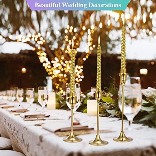 Set of 6 Gold Taper Candle Holders Decorative Candlestick Holder for Home Decor, Wedding, Dinning, Party, Anniversary - Image 6