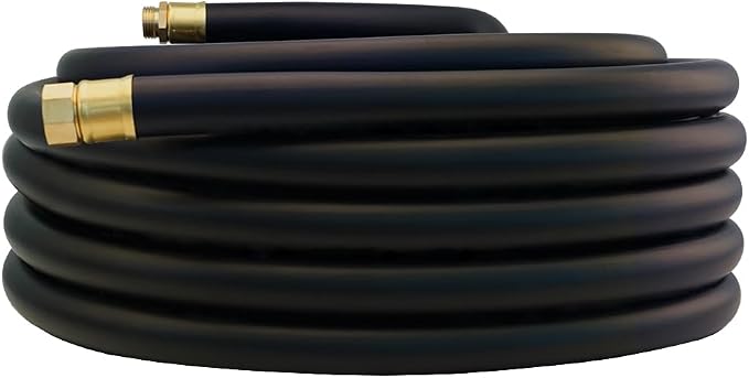 Guitrees 75FT ×1 inch Heavy Duty Rubber Garden Hose - 200psi Working, 1000psi Burst - Hot/Cold Water - Five-Layered Braiding for Durability - Versatile for Gardening, Agriculture, Construction(Black)