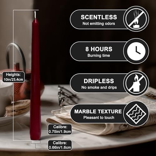 12 Pack Brown Taper Candles丨Taper Candles 10 Inch Dripless丨Unscented & Smokeless Candlesticks Bulk丨7-8 Hours Long Burning Tall Candles丨Ideal for Christmas Weddings Parties Dinner - Image 2