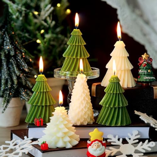 Conelist 6 Pcs Christmas Tree Candles Decorative Xmas Wax Candles Decor by Conelist