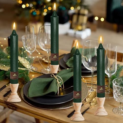 Christmas Hunter Green Candle 9 Inch Tall Smokeless Taper Candles 4 Pack Unscented Dinner Candle for Christmas Festive, Halloween Thanksgiving Day Fall Home Decor - Image 2