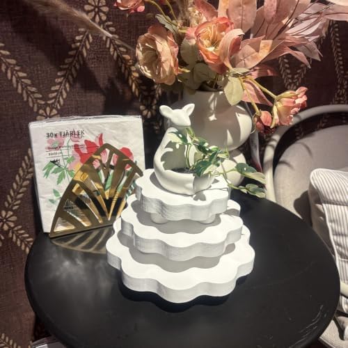 2 Pcs Scalloped Wood Display Risers,Rustic Wooden Pedestal Stand, Candle Stands Holder, Wooden Riser for Figures, Dessert Cupcake Tray for Party, Display Artwork collectibles for Decoration and Organize (White, 7.87 Inch) - Image 6