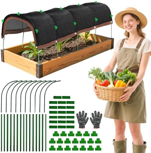 2026 Upgraded Garden Shade Cloth Kit 78.7"x59" Garden Shade Cloth for Plants Heat Protection with 5 Sets Garden Hoops for Raised Beds 75% Sunblock Shade Cloth Row Cover for Outdoor Plant Vegetables by FOTSHARER