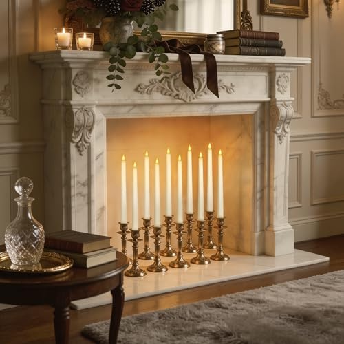 Homemory 48Pcs 11 inches White LED Taper Candles, Flameless Taper Candles with Remote Timer Dimmer, Plastic Battery Operated Candlesticks with Flickering Flame for Halloween Christmas Wedding Party - Image 6