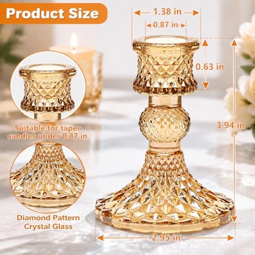 DARJEN Candlestick Holders Set, 12Pcs 4" H Taper Candle Holders Bulk, Glass Candle Holders for Wedding, Festival, Party & Windowsill Decor, Gold - Image 2