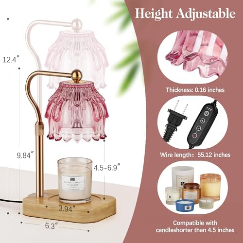 Candle Warmer Lamp with Timer Dimmer, Wax Melts Warmer Lamp for Gift, Pink - Image 6