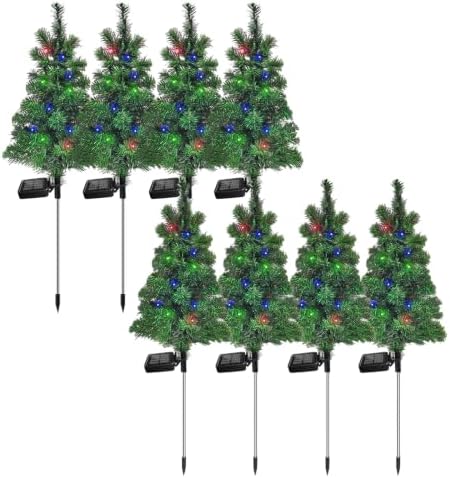 Solar Christmas Tree Garden Stake Lights Waterproof Christmas Decorations Tree Lights Outdoor Xmas Tree Light Christmas décor Pathway Lights Patio Yard (8) by SXXSMYWR