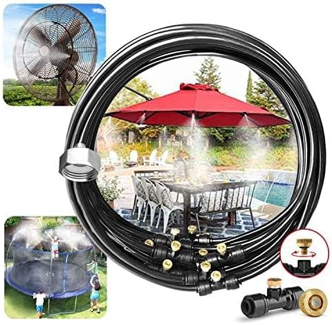 LANDGARDEN Outdoor Misting Cooling System,49FT Misting Line,15 Brass Mist Nozzles for Patio Garden Greenhouse