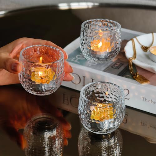Gurfuy Clear Glass Votive Candle Holders 6 Set - Image 6
