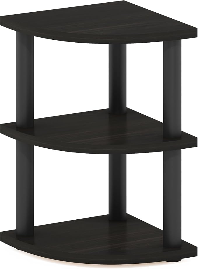 Furinno Turn-N-Tube Kitchen Countertop Organizer, 3-Tier Corner Countertop Organizer Shelf, Corner Shelf, for Kitchen, Pantry, Organizers and Storage, Espresso