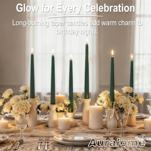 Green Taper Candles - 12 Pack 10 Inch Green Candlesticks for Christmas Dripless Unscented Wax Long Burning Tall Tapered Candle Sticks for Spring Home Decor Table Dinner Holidays Wedding - Image 5