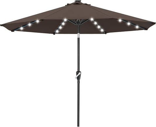 ABCCANOPY Durable Solar Led Patio Umbrellas with 32LED Lights 11FT (Brown)