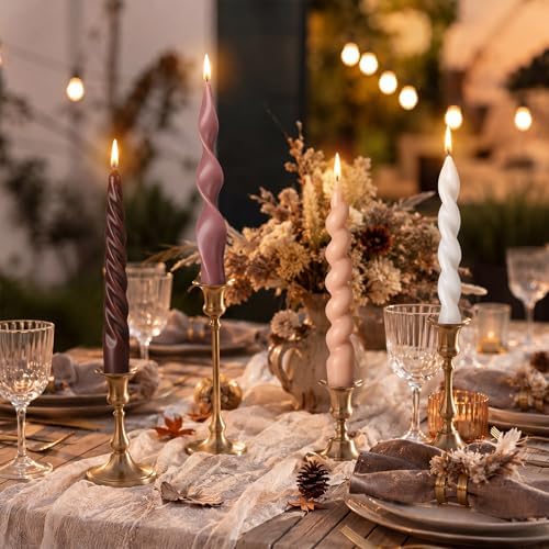 Nuanchu 4 Pcs Twisted Taper Candles,7.87 Inch,Pure,Mocha Brown - Image 6
