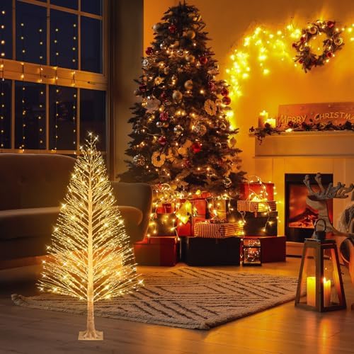 Rossesay 1 Pack 3ft-400led Christmas Lighted Birch Tree Warm White Lights - Image 5