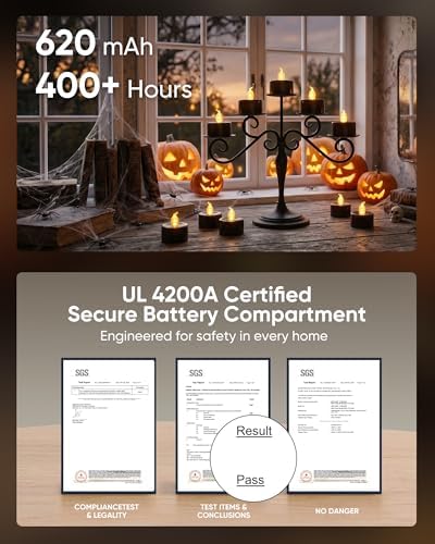 Homemory 12-Pack Black Remote Flameless Battery Tea Light Candles, 400+ Hrs - Image 4