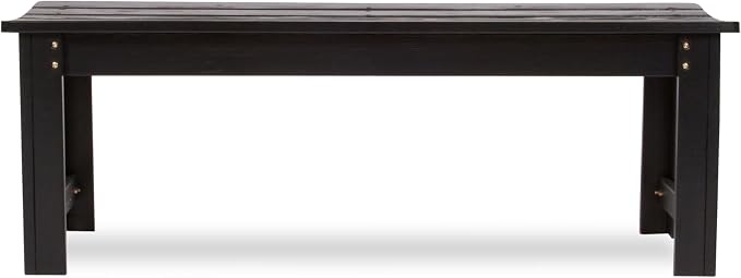 Shine Company Outdoor Wooden Backless Patio Garden Bench, 4 Ft, Black