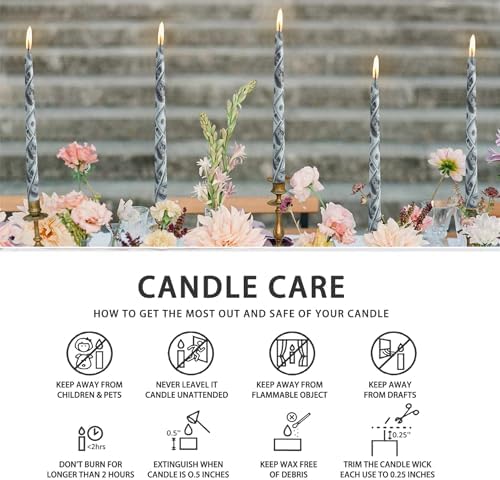 Floral Taper Candle Dripless Candlesticks - Gedengni 4pcs Handmade USA Dollars Candles Long Candle Sticks 10inch Smokeless Tapered Candles for Home Party Wedding Dinner,8-USDO - Image 4