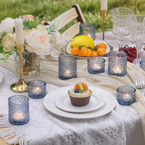 36 Pack Blue Tealight Candle Holders, Glass Votive Candle Holders - Image 3
