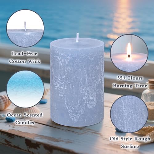 Ocean Scented Candles 3x4 inch - 35+ Hours Long Clean Burning Smokeless & Dripless Hand-Poured Aromatherapy Candle for Home Bathroom Decor - Image 2