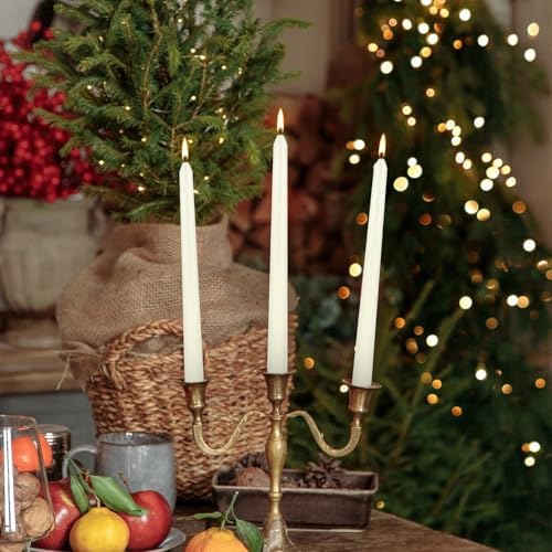 WPONSZU 50 Pack Ivory Taper Candles, 7-8 Hours Burn Time, Unscented, Smokeless and Dripless, 4/5 x 10 Inch for Christmas,Household,Dinner,Wedding,Valentine's Day,Party and Home Décor Candlesticks - Image 6