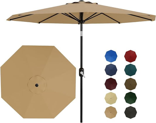 7.5-FT Outdoor Patio Umbrella With Push Button Tilt & Crank - Heavy-Duty Market Umbrella for Table, Garden, Pool, Deck, Backyard - 6 Sturdy Ribs,UV Protection & Waterproof Fabric,Navy Blue