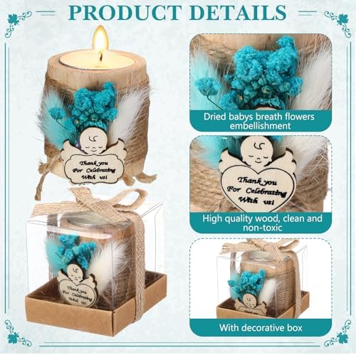 Mtlee 20 Sets Baptism Candle Favors for Guests, Blue, Baby - Image 5