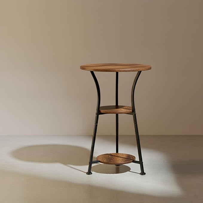 Dulcii Small Round End Table for Narrow and Small Space, 3-Tier Round Accent Couch Beside Table, Modern Side Table Corner Sofa Table Nightstand for Living Room Bedroom