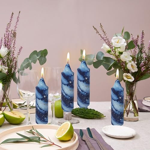 5 Inch Short Candles Starry Sky Print Taper Candles Printed Candlesticks Handmade Unscented Smokeless Candle for Home Dinner Wedding Holidays - Image 5