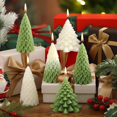 Conelist 6 Pcs Christmas Tree Candles Decorative Xmas Wax Candles Decor - Image 5