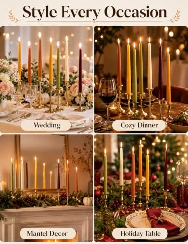 Fall Taper Candles, 10 Inch Unscented Autumn Dinner Candles - Image 7