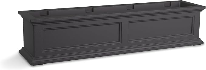 Mayne Fairfield 4ft Window Box, Self Watering Flower Box with Double Wall Design, All Season Fade Resistant Outdoor Window Planter with Steel Mounting Bracket, Graphite Grey