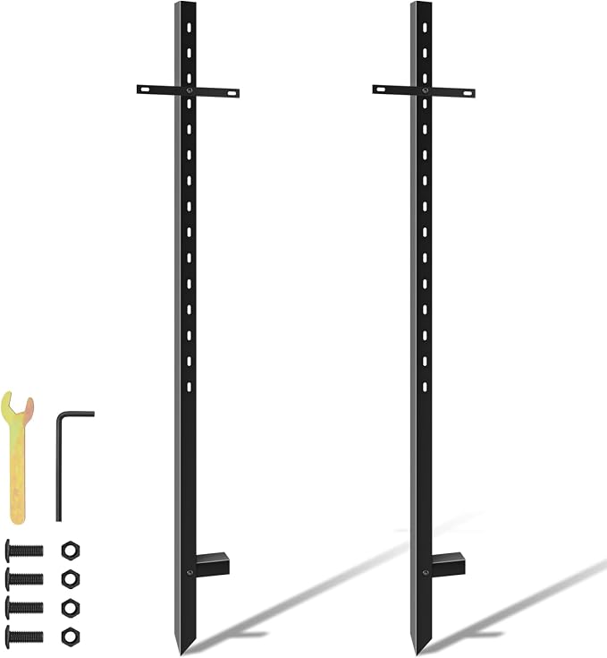 2 Pcs 46 Inches Yard Signs T-Bar Sign Stakes, Black Steel Powder Coated Sign Posts for Outside, Heavy Duty Metal Stake Yard Sign Holder for Outside Outdoor Lawn Bar Parking Garage Event