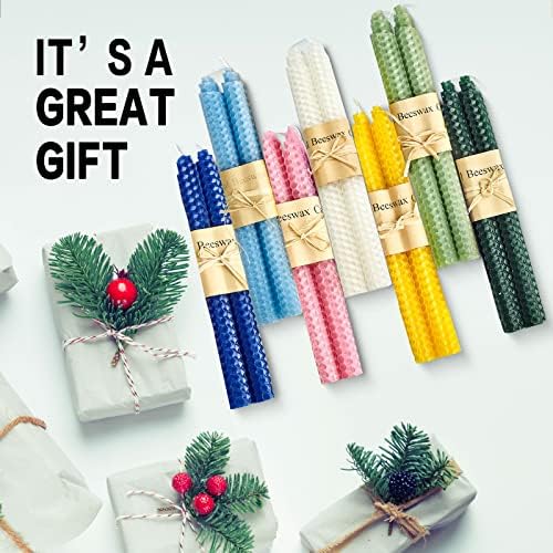 Set of 14 Colorful Beeswax Taper Candles, 9 Inch Tapered Candles Ideal as Dinner Candles - Smokeless and Unscented Taper Candles LoWedding,Dinner, Home Décor - Image 6