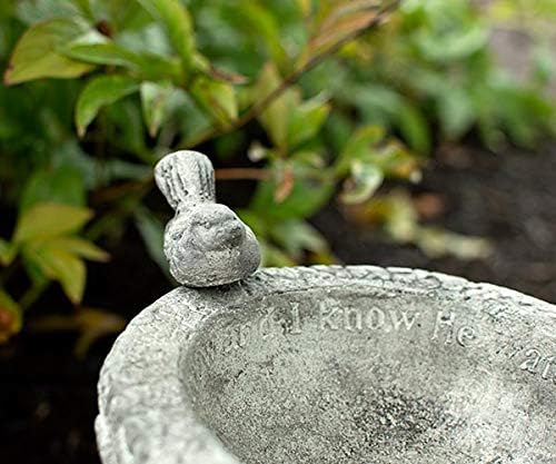 BestNest Athens Stonecasting “His Eye is on The Sparrow” Bird Bath – Pre-Aged Gray Concrete Outdoor Birdbath with Ivy Detailing & Bird Figures, Inspirational Garden Decor, Durable Hand-Cast Design