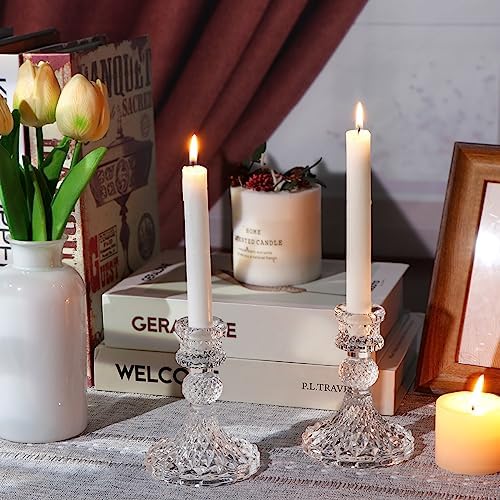 DARJEN Candlestick Holders Set,12Pcs 4" H Taper Candle Holders Bulk, Clear Glass Candle Holders for Wedding, Spring Party, Romantic Dinner, Festival & Windowsill Decor - Image 4