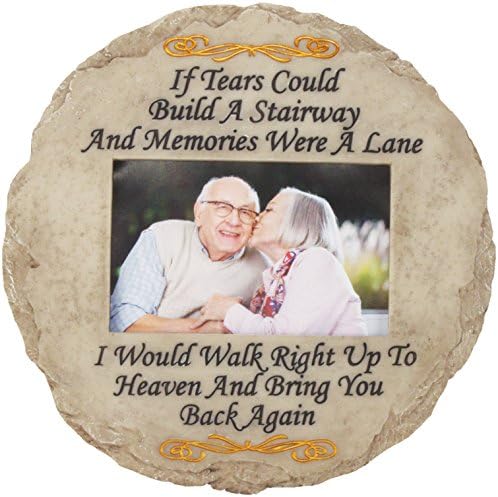 Spoontiques - Garden Décor - If Tears Could Build A Stairway with Picture Memorial Stepping Stone - Decorative Stone for Garden