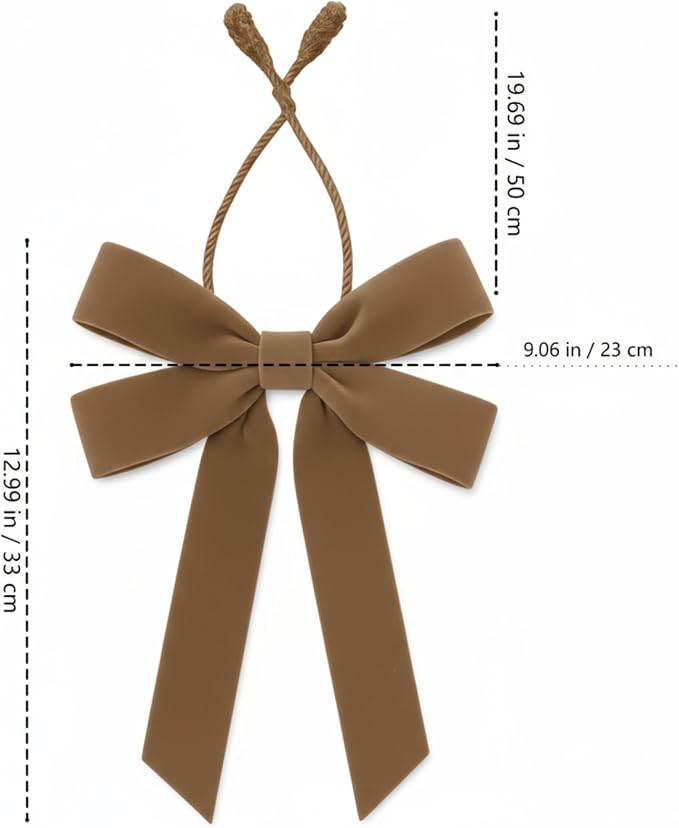 Soulchen 12 Pcs 20 Inches Christmas Garland Ties with Large Velvet Bows Reusable Holiday Wreath Twist Tie Bows for Banister Christmas Tree Indoor Outdoor Party Decorations (Khaki)