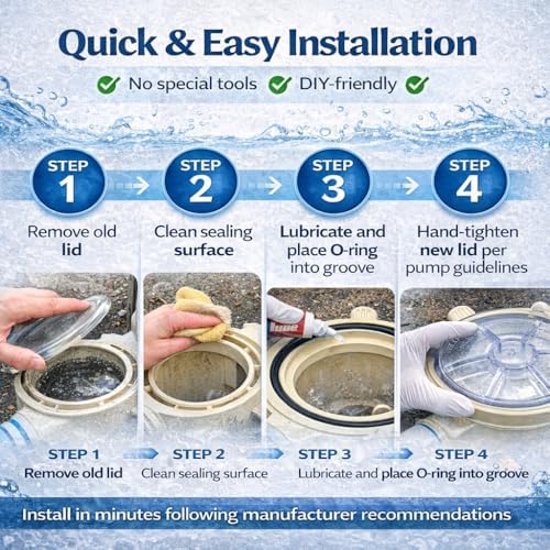 357151 Clear Pump Lid with O-Ring – Compatible Replacement for WhisperFlo & IntelliFlo Pool Pumps – See-Through Strainer Cover