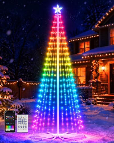 8FT Outdoor Christmas Cone Tree with 340 LED RGB Lights by BeatiNeonLighting