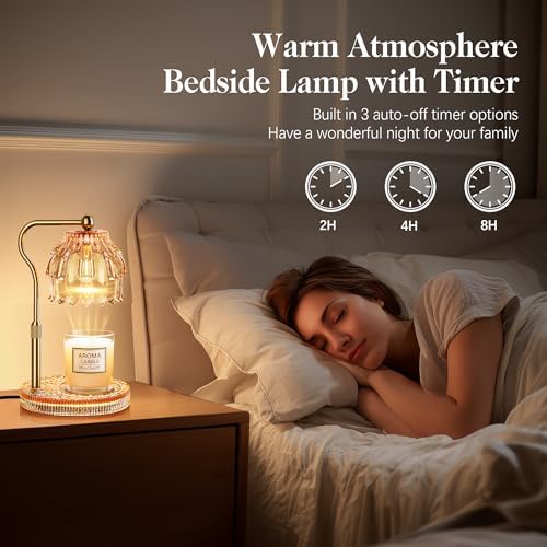 Candle Warmer Lamp with Timer Dimmer, Wax Melts Glass Lamp for Gift, Amber - Image 4