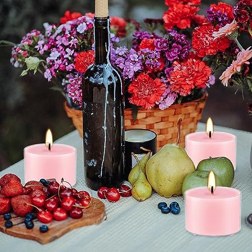 Rose Scented Candle Tealight Candles in Clear Cup, 8 Hours Consistent Smkless Clean Burning, Great for Valentine's Day Holiday, Wedding, Spa, Emergency and Home Decoration（Pink，50 Pack） - Image 6