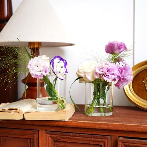 12pcs Glass Cylinder Vases for Centerpieces - 4 inch Clear Glass Flowers Vases Bulk, Hurricane Candle Holders Floating Candle Vases for Table Centerpiece Formal Dinners Home Decor - Image 5