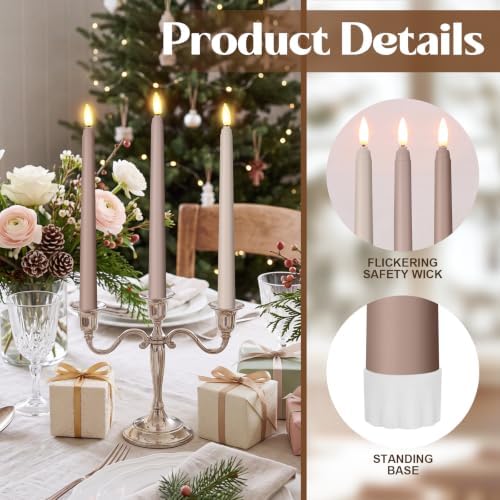 Macarrie 24 Packs Flameless Taper Candles Battery LED 11",Morandi Brown - Image 3