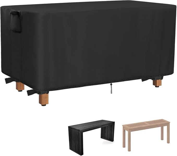 Outdoor Bench Cover for Tangkula Wood Bench, 40inch Waterproof Cover for Tangkula Entryway Bench, Small Covers for VINGLI Porch Benches, Black-40"L x 12" W x 19" H