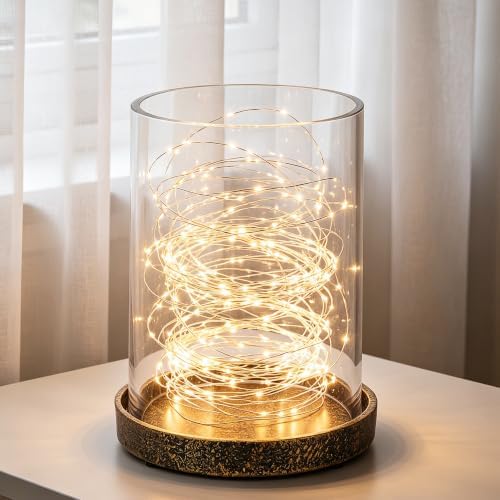 4" Wide Glass Hurricane Candle Holder with Cast Iron Base in Antique Gold for Pillar, Thick and Sturdy Glass Cylinder, Farmhouse, Shabby Chic for Mantels, Tabletops, Centerpieces, Entryways - Image 4